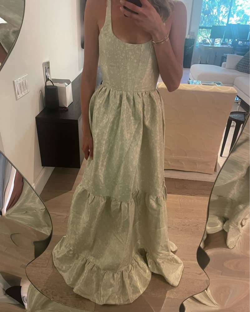 V Chapman Avery Dress In Sage Duchess - Image 4
