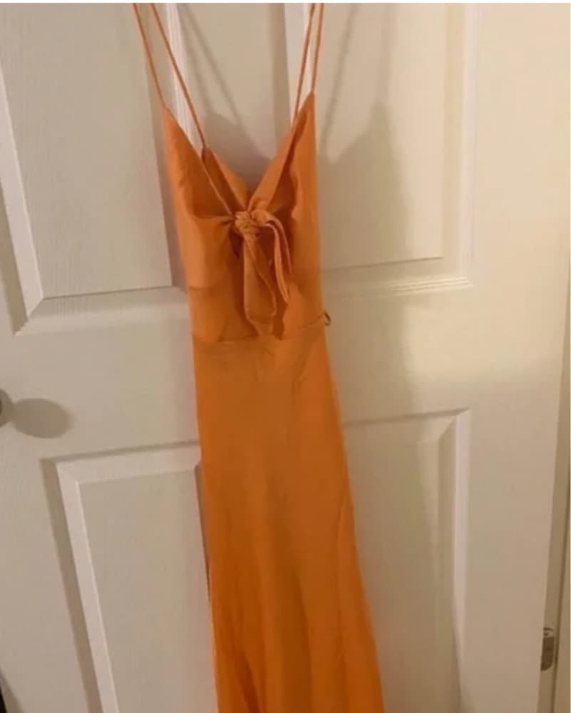 Orange Tue Front Midi Dress - Image 3