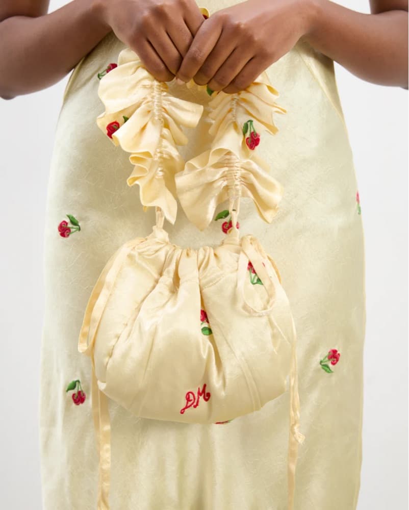 Damson Madder Simone Satin Scrunchie Bag - Image 2
