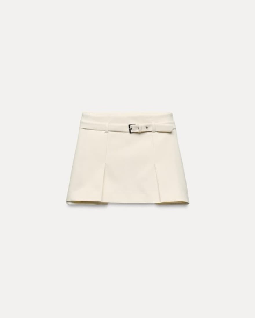 Zara Cream-Colored Belted Mini Skirt - Image 1