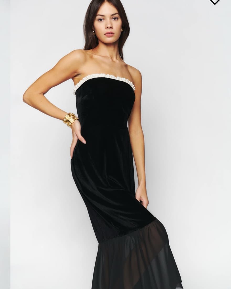 Reformation Black Velvet Dress  - Image 2