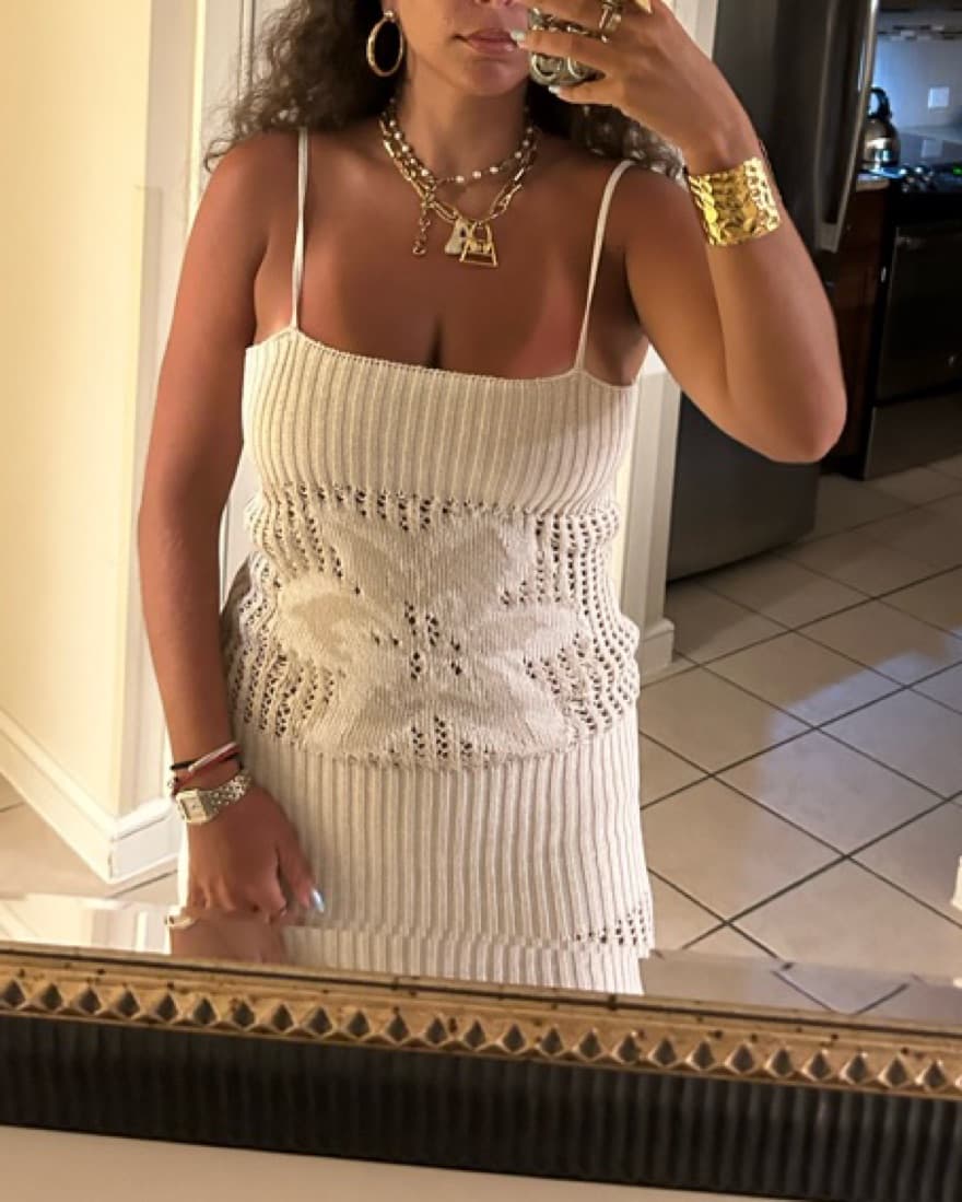 Knit SIEDRÉS X MANGO Cream Dress - Image 3