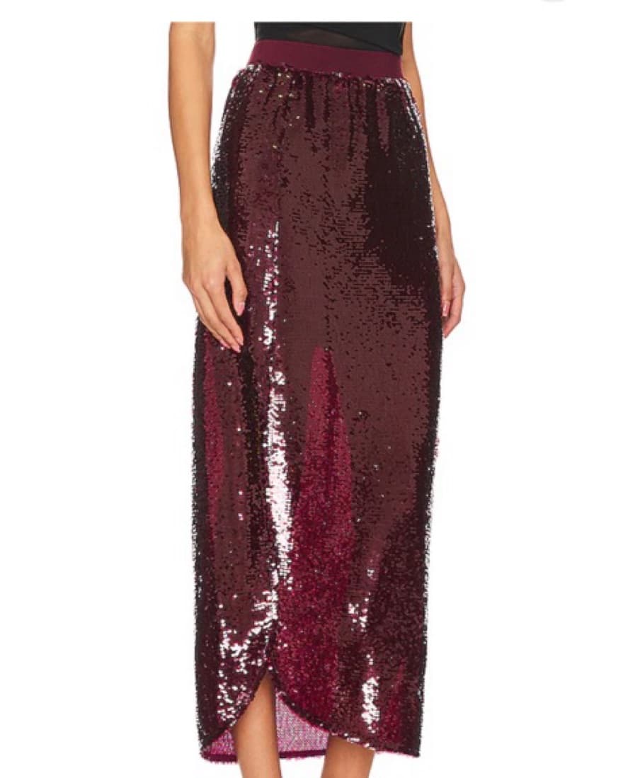 AllSaints Sequin Burgundy Skirt - Image 4