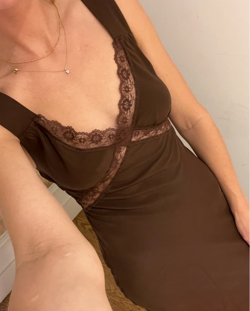 Reformation Elegan Brown Lace Midi Dress - Image 5