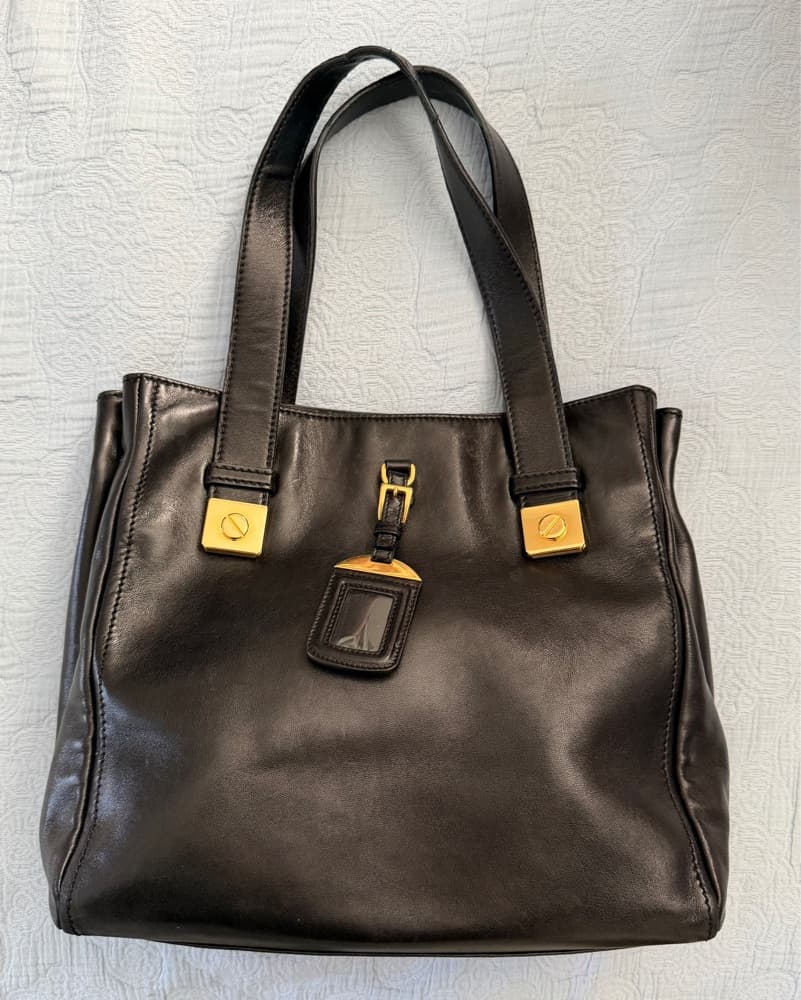 Vintage 90s CBK Prada Black Leather Tote - Image 1