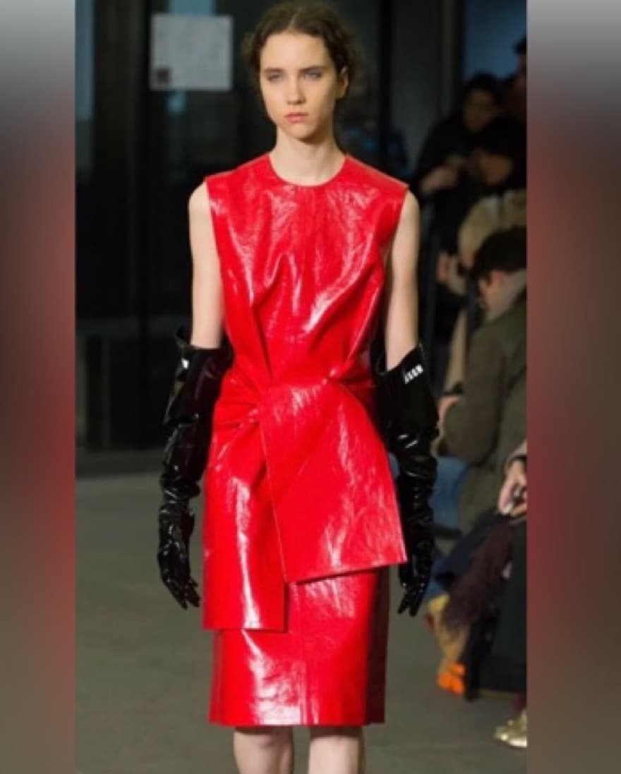MSGM Red Cotton Polyurethane Solid Shift - Image 1