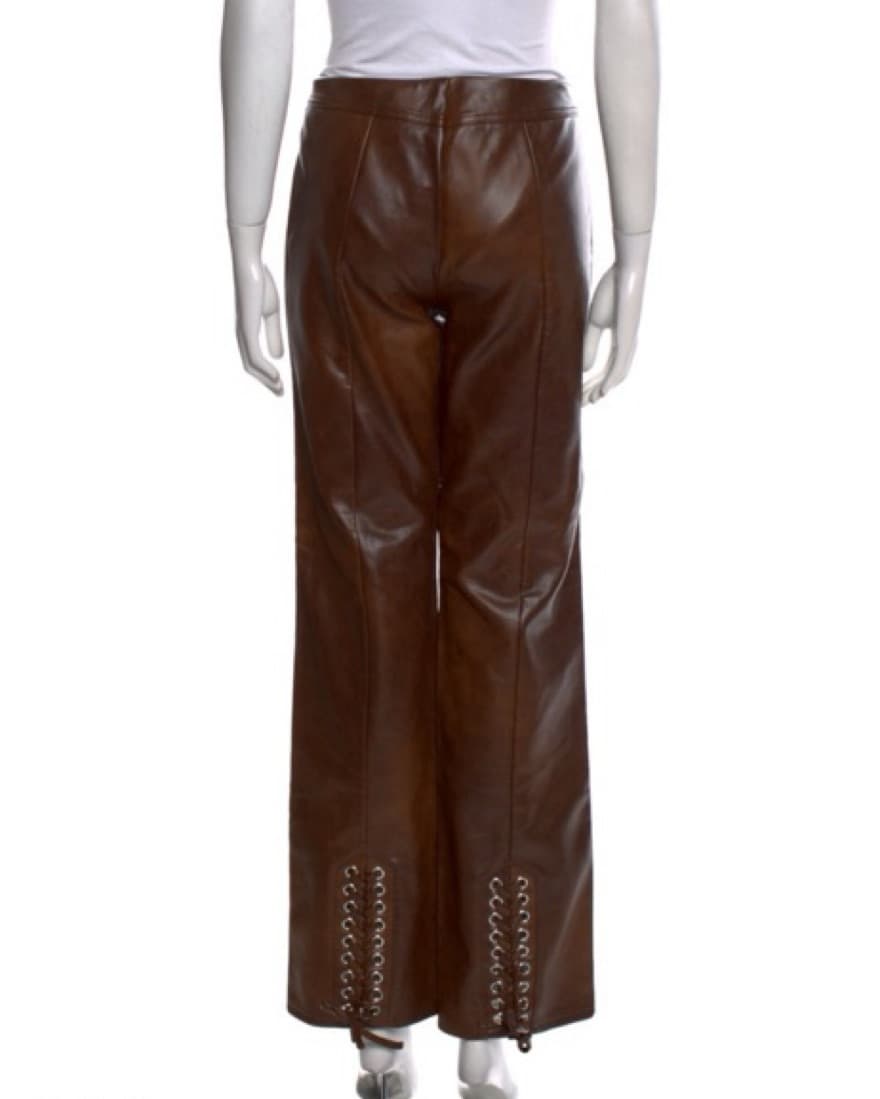 Low Waisted Leather Lace Up Pants - Image 5