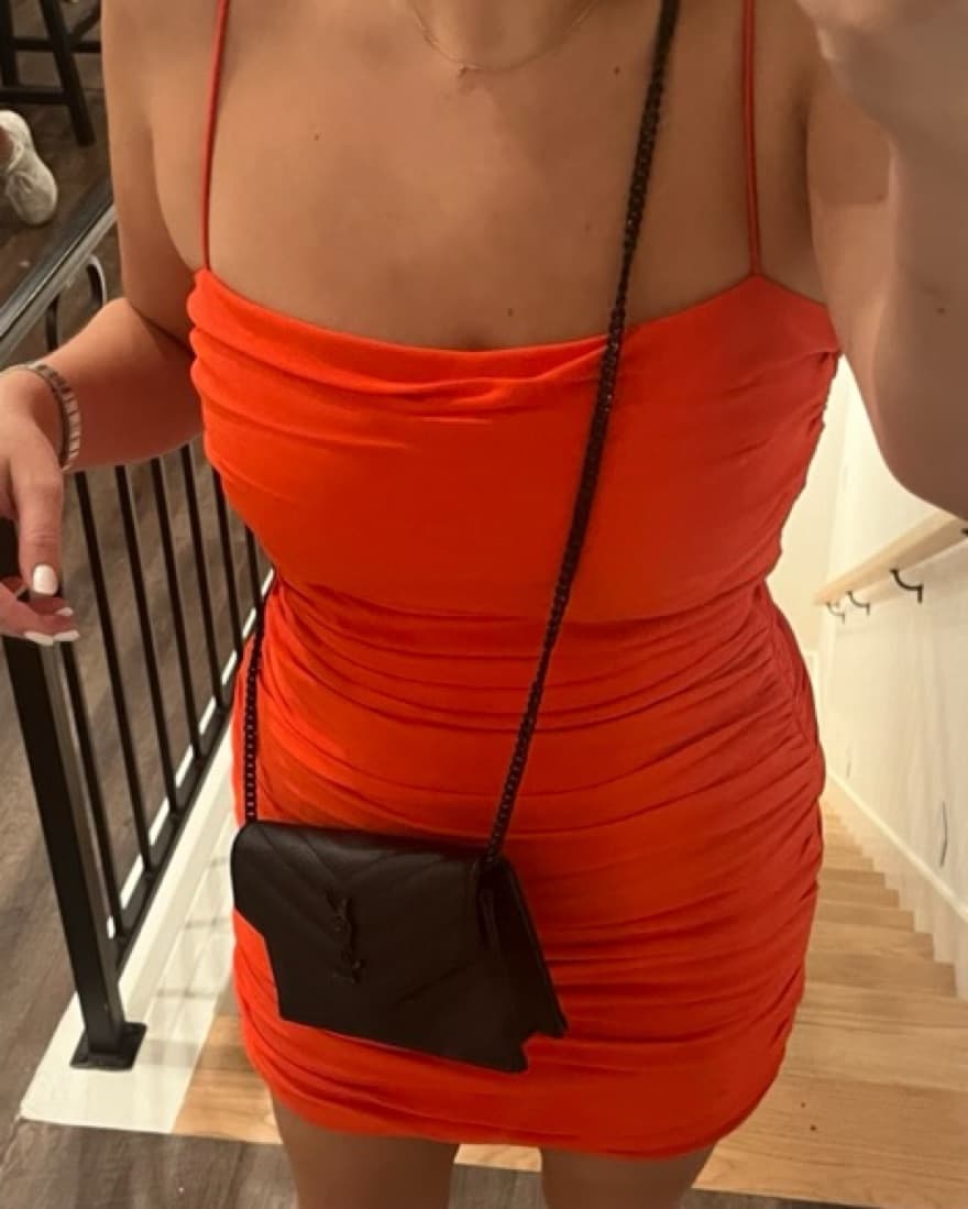 Red Ruched Minidress - Image 1