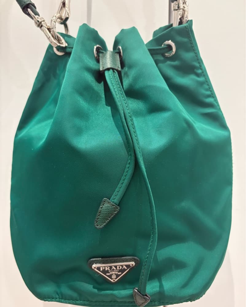 Prada Green Nylon Bucket Bag - Image 2
