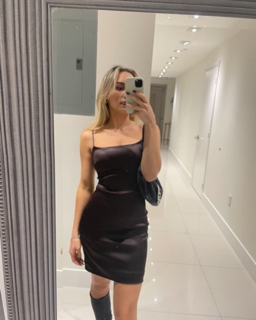 Sunday best Aritzia Brown Satin Dress - Image 2