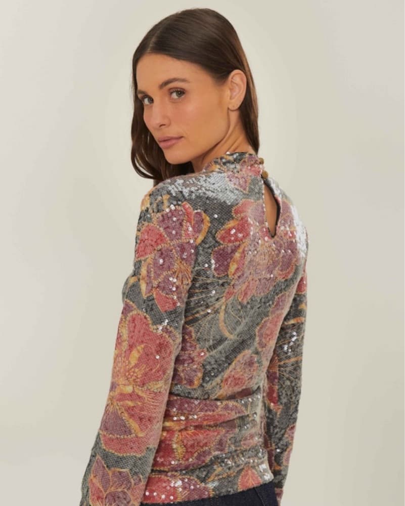 Dazzling Sequin Floral Blouse - Image 3
