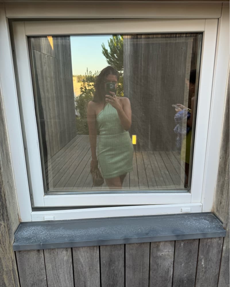 Reformation Green Plaid Sequin Dress - Image 1