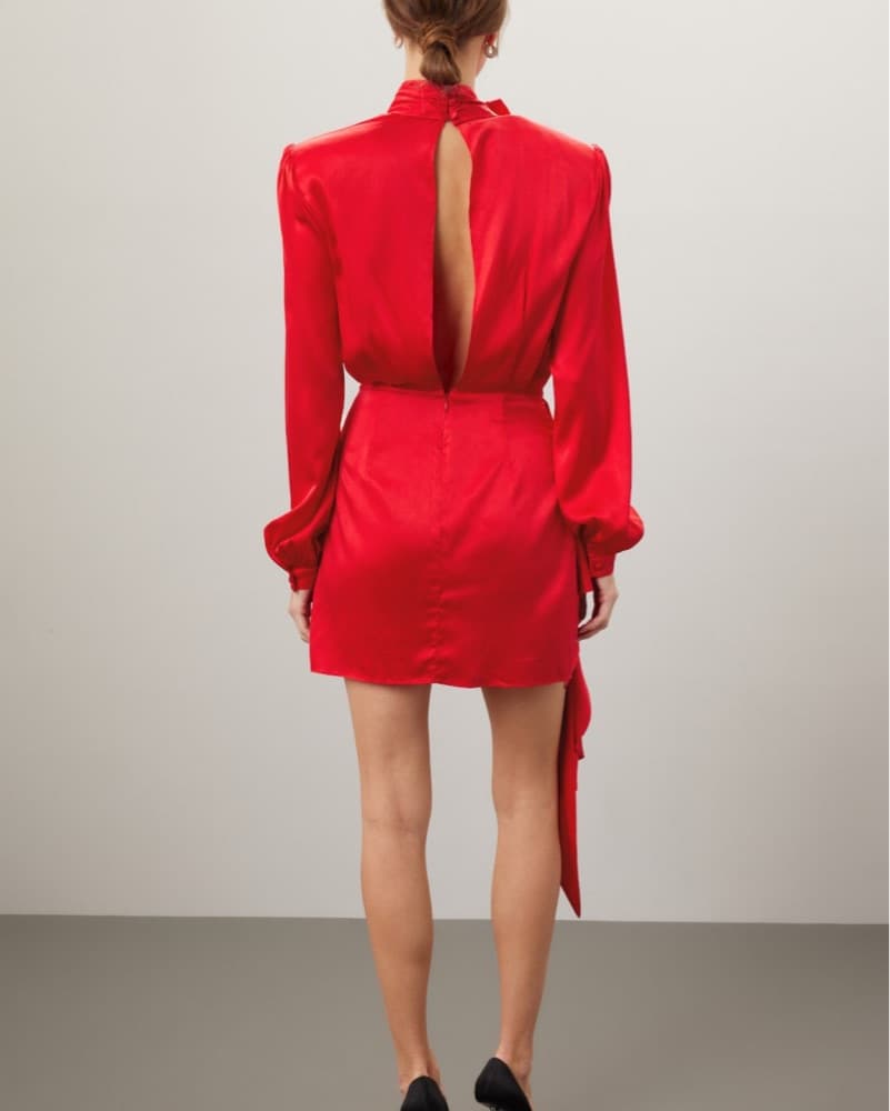 Ronny Kobo Red Silk Dress - Image 3