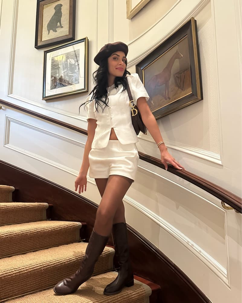 Elegant White Puff Sleeve Two Piece  - Image 2