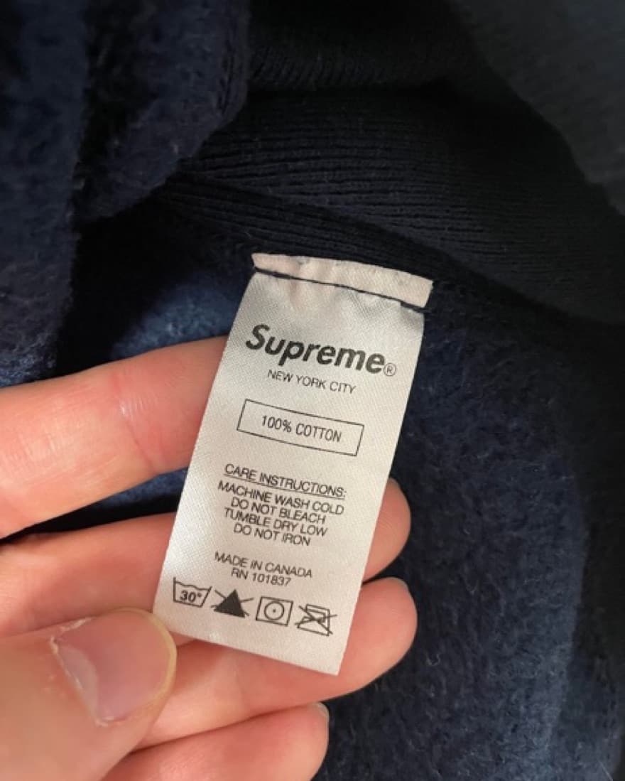 Supreme Trademark Hoodie Navy Large - Image 3