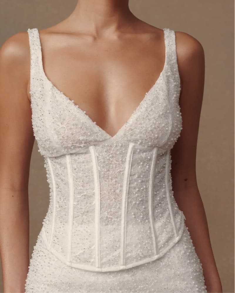 Elsie Pearl Beaded Bustier Top - Image 1