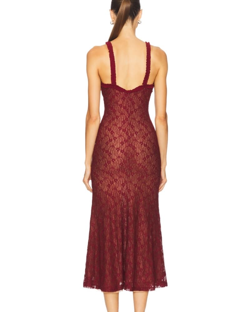  Burgundy Lace Midi Dress  - Image 3