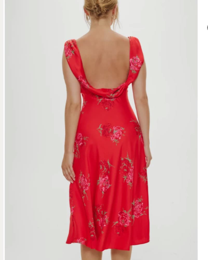 Aurora Satin Floral Midi Dress  - Image 3