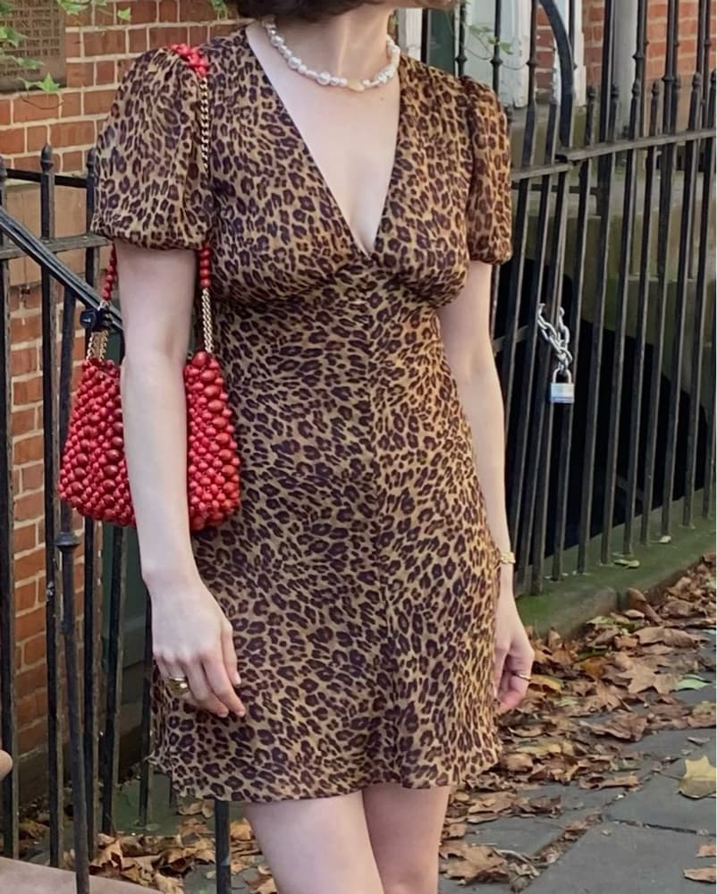 Staud Short Sleeve Leopard Mini Dress - Image 2
