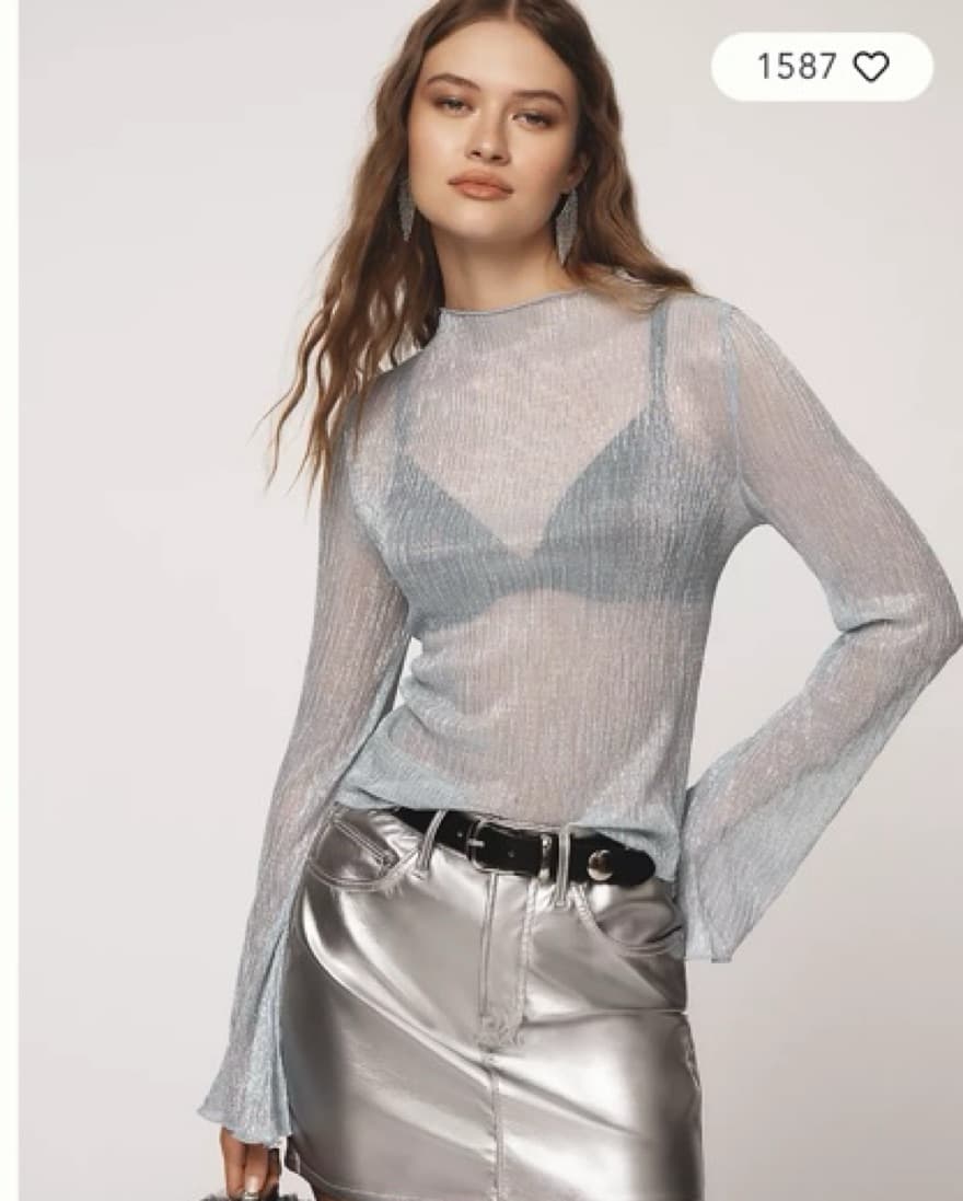 Light Blue/silver Sheer Top - Image 1