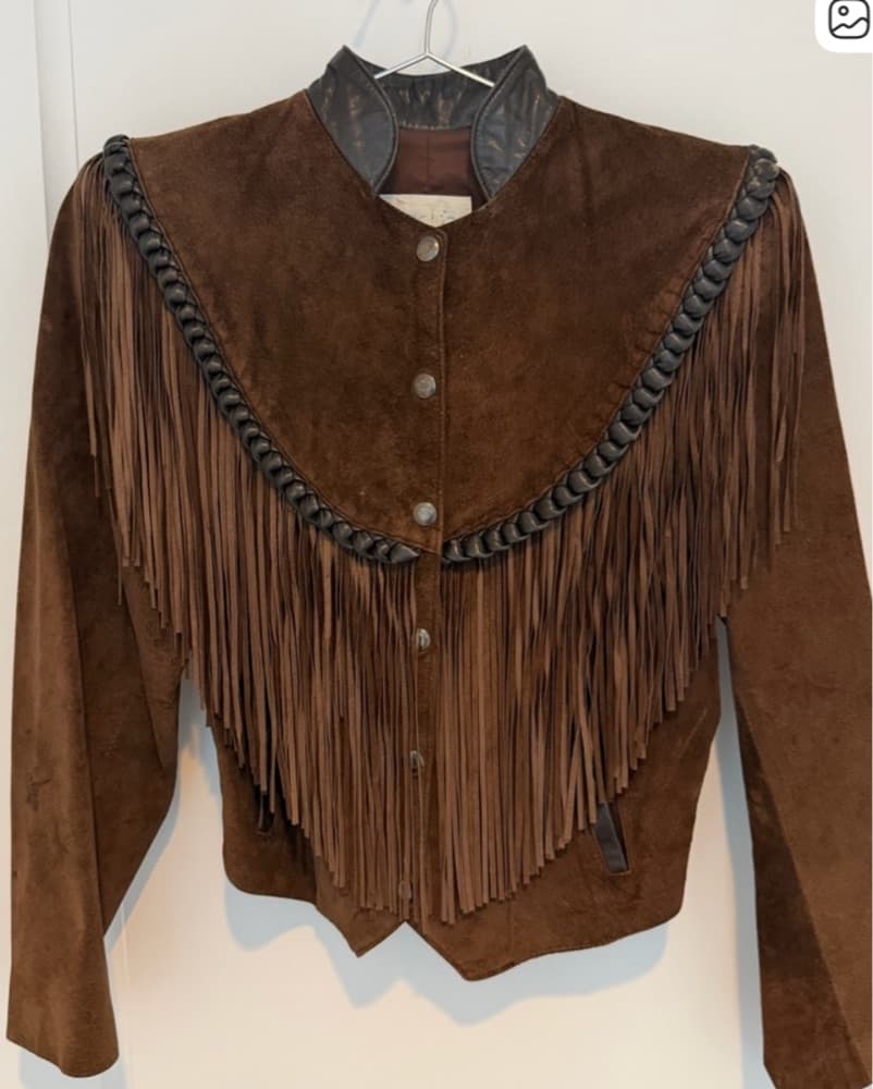 Brown Fringe Suede Jacket - Image 3