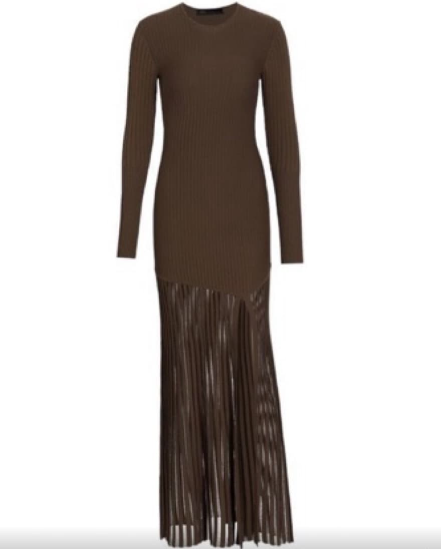 Sir Brown Long Sleeve Slit Dress - Image 3