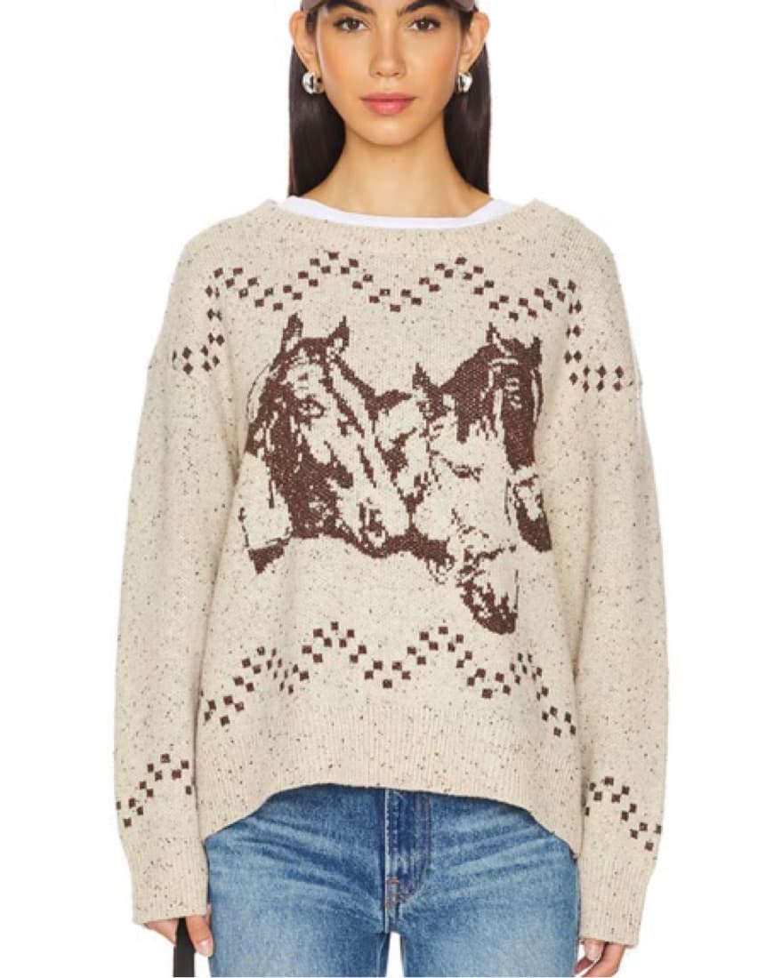 X REVOLVE Horse Sweater in Grey - Image 3