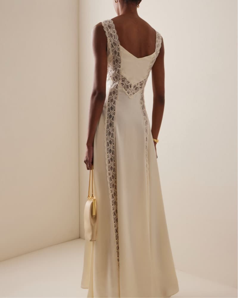 Rodarte Lace Silk Satin Maxi Dress - Image 3