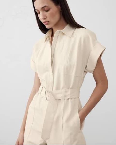 Safari Linen Blend Jumpsuit White Cream - Image 1
