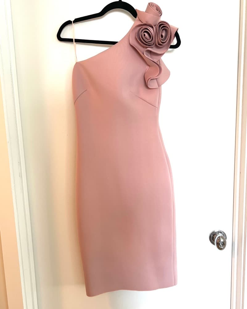 Blush One Shoulder Floral Dress - Image 1