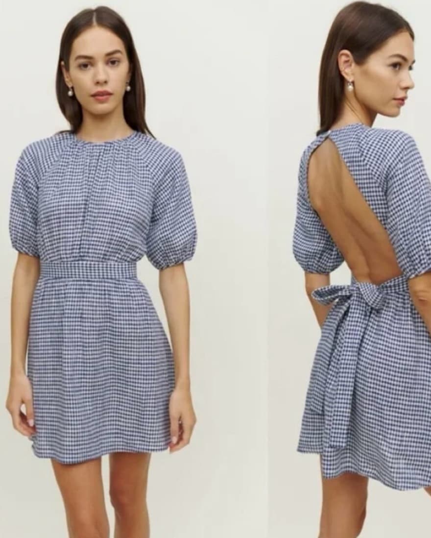 Checkered Open Back Reformation Dress - Image 4