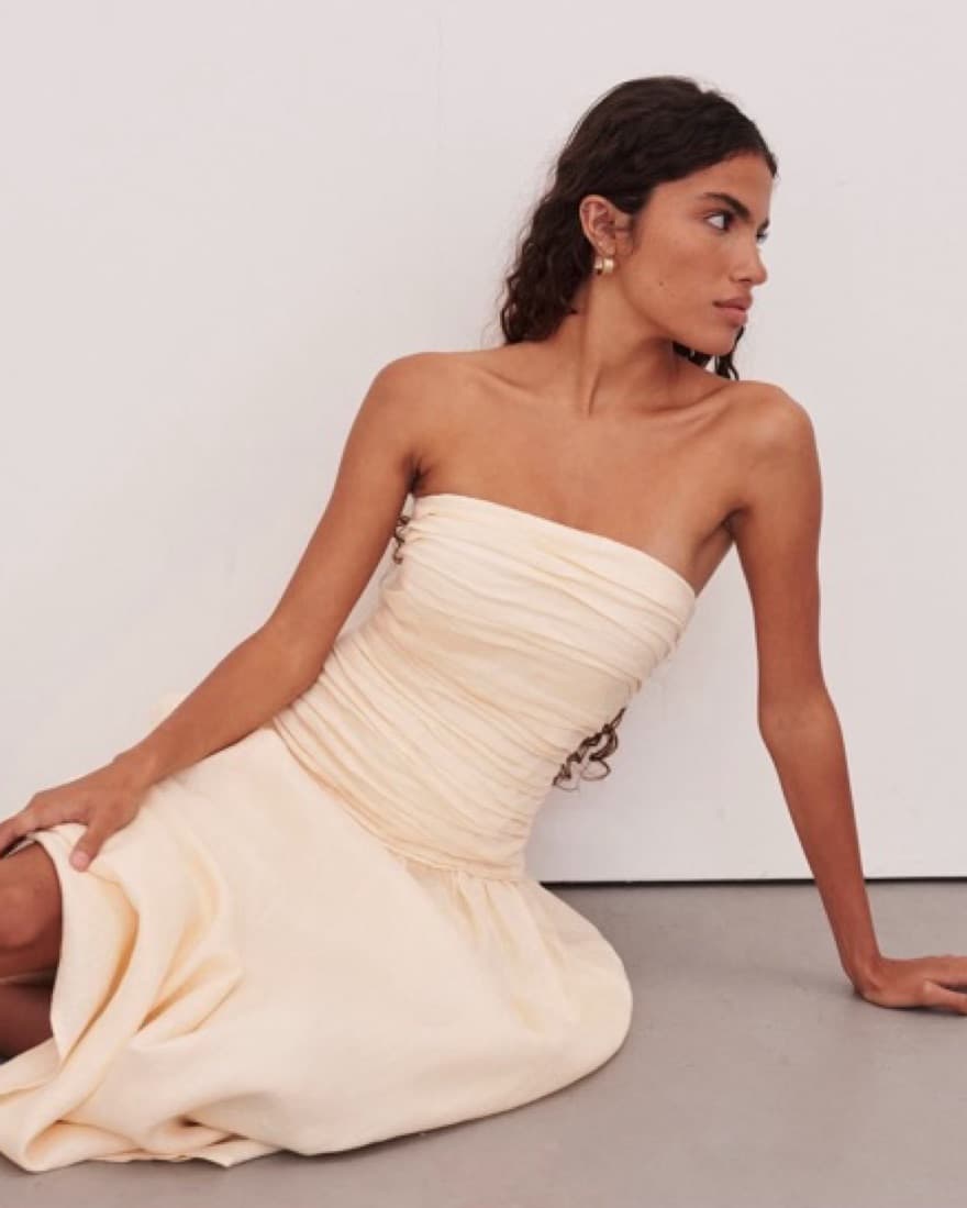 Dissh Catania Cream Linen Midi Dress - Image 1