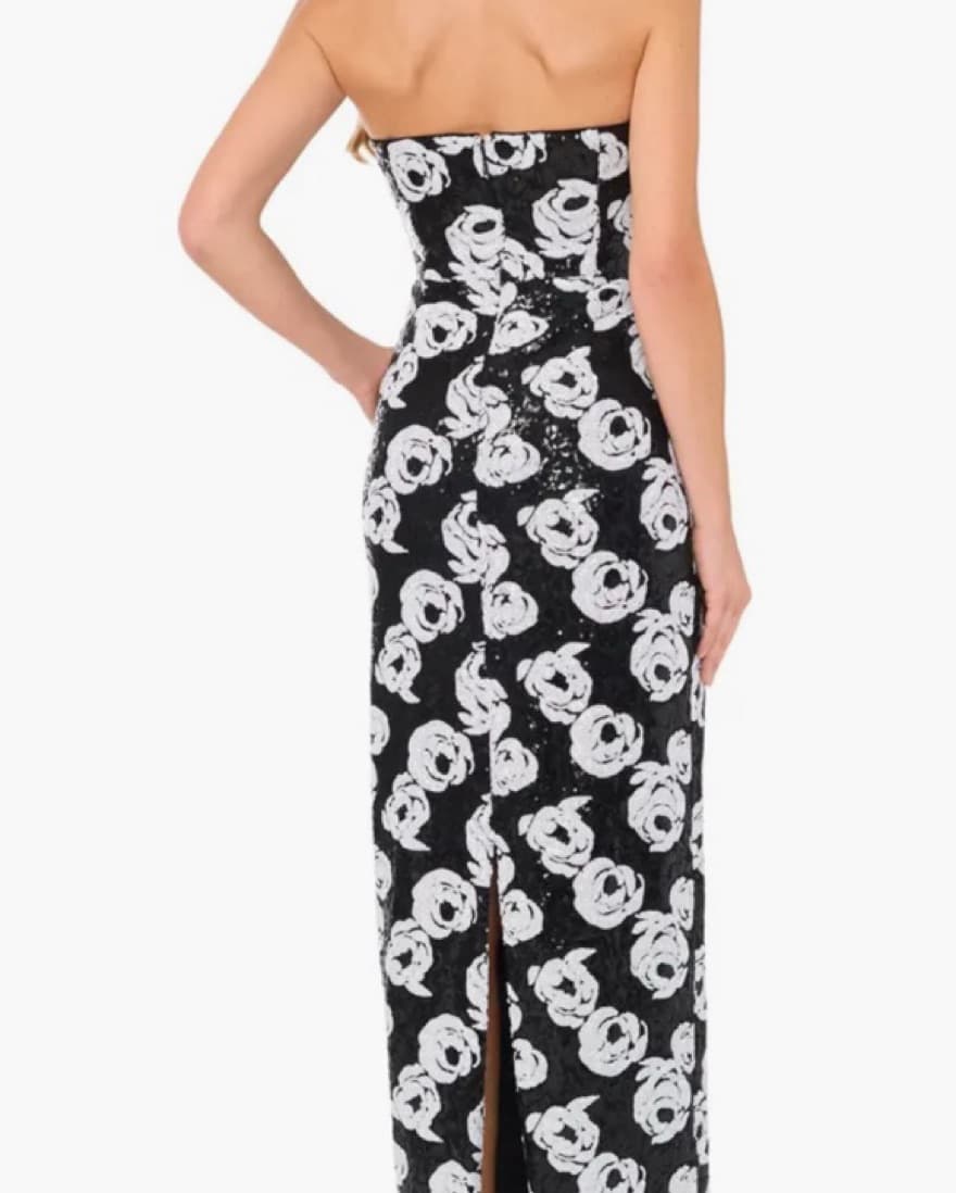 Floral Sequin Strapless Gown - Image 2