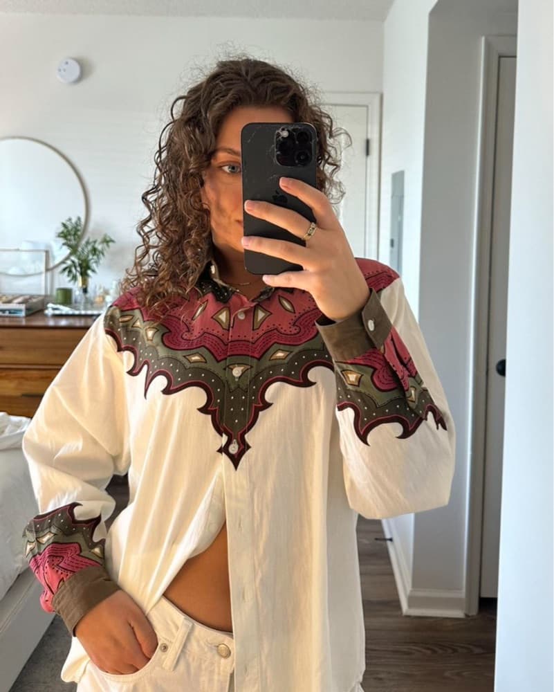 Vintage Embroidered Western Blouse - Image 1