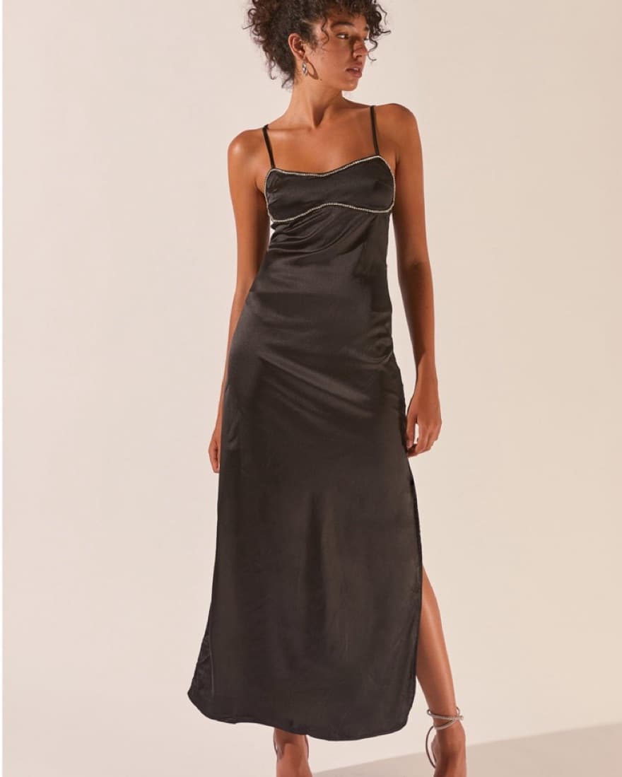Black Formal Maxi Dress With Slit - Image 1