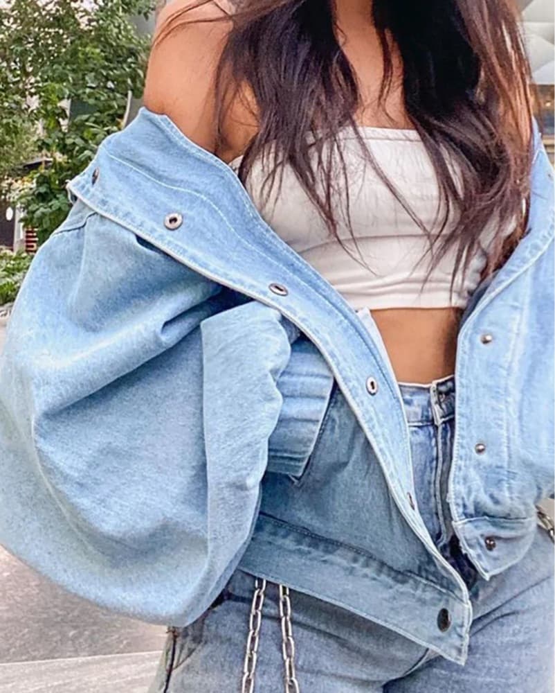 Denim Puff Sleeve Jacket  - Image 4