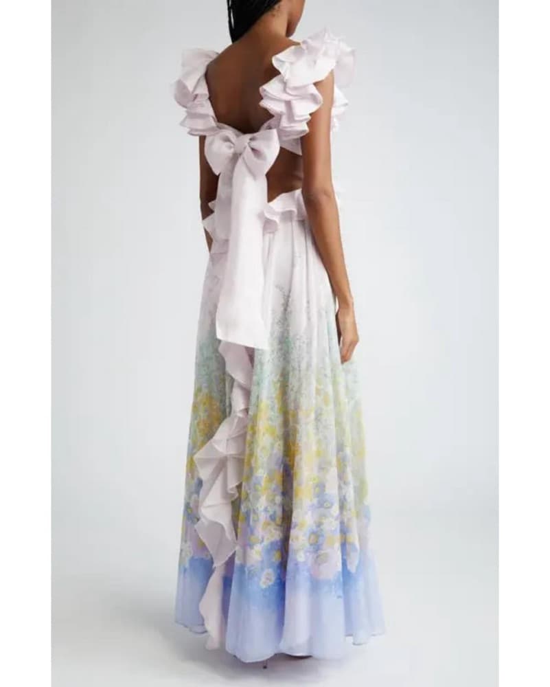 Zimmermann Floral Ruffle Linen/Silk Gown - Image 2