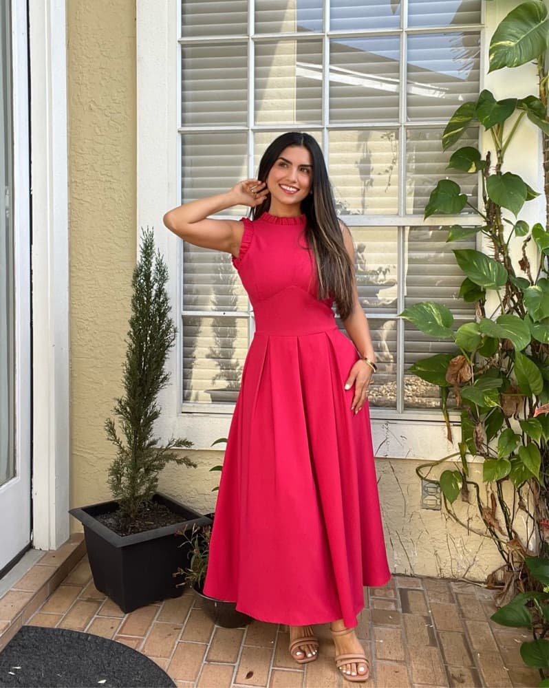 Brazilian Brand Fleche | Midi Red Dress - Image 1