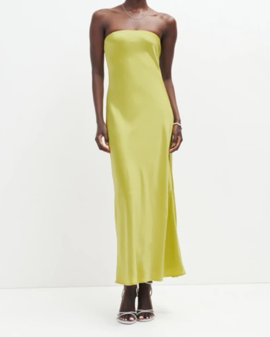 Yellow-Green Maxi Silk Reformation Dress - Image 1