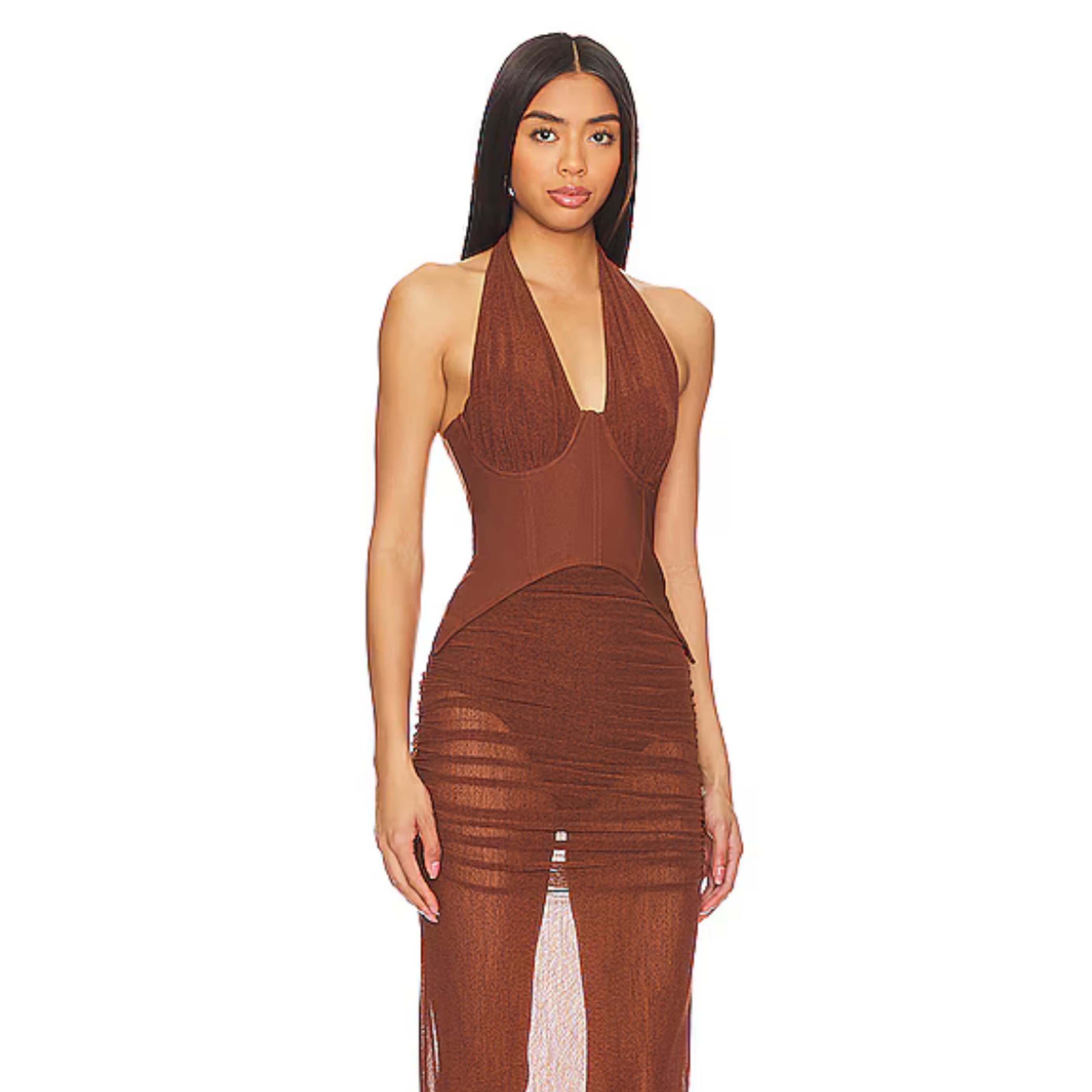 Carolina Midi Dress in Brown - Image 4