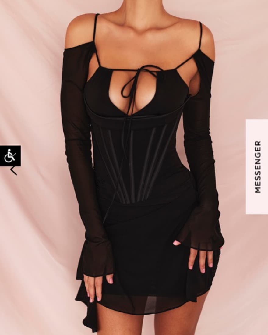 Houseofcb Silk Black Corset Minidress - Image 1