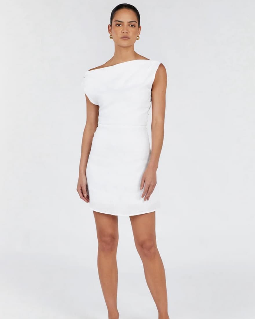 Dissh Cass White Asym Linen Mini - Image 1