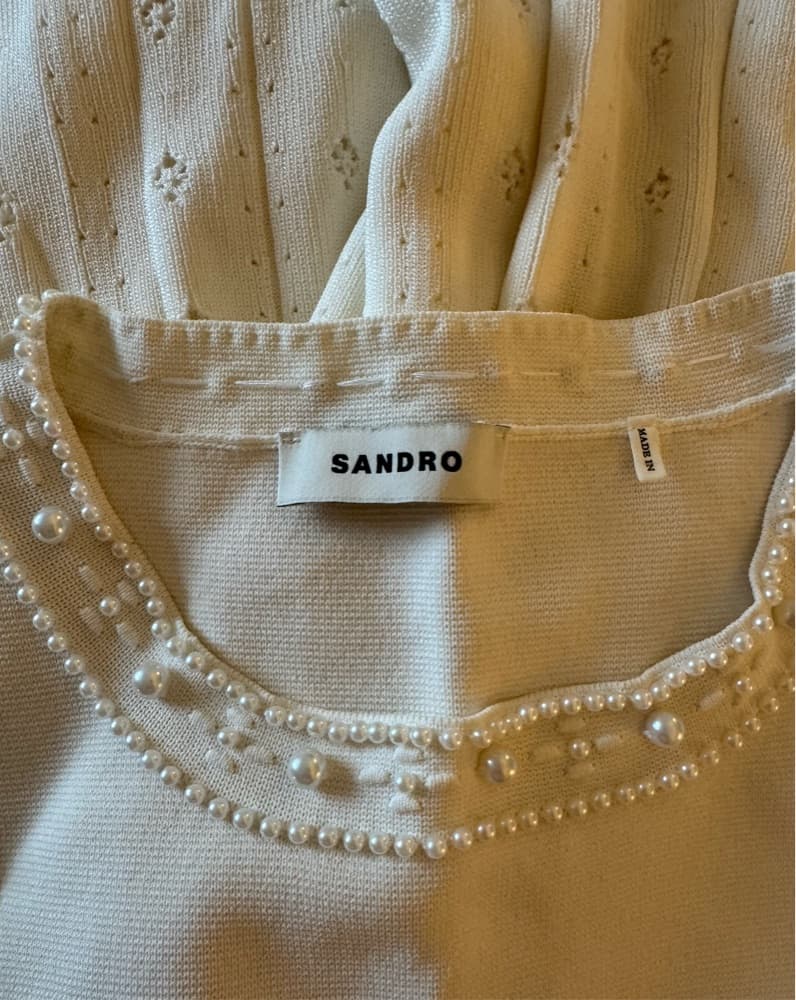 Sandro Pearl Bead Knit Maxi Dress - Image 5