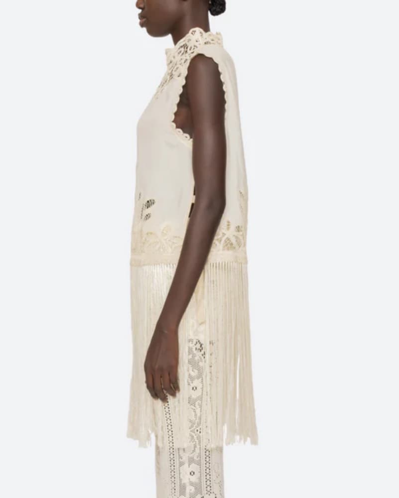 Sea Ivory Adelina Fringe Top - Image 2