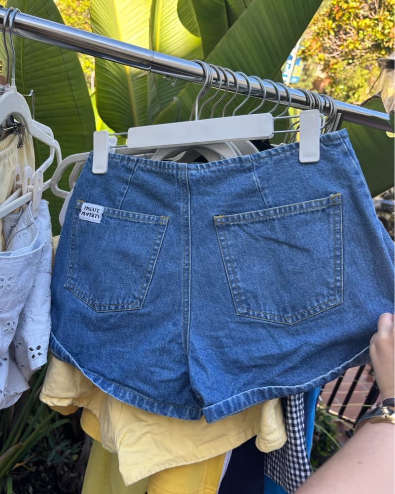 High rise Denim “Private Property Shorts - Image 2