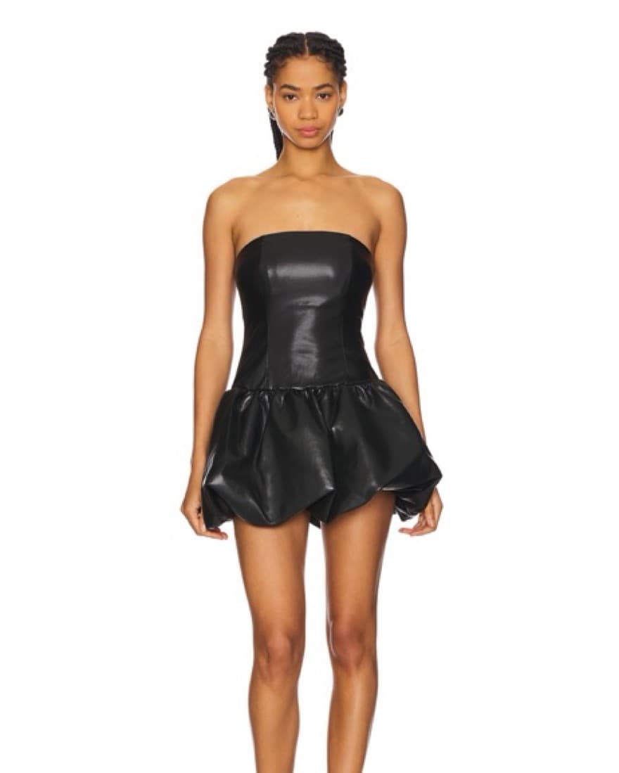 Elena Faux Leather Mini Dress In Black - Image 1
