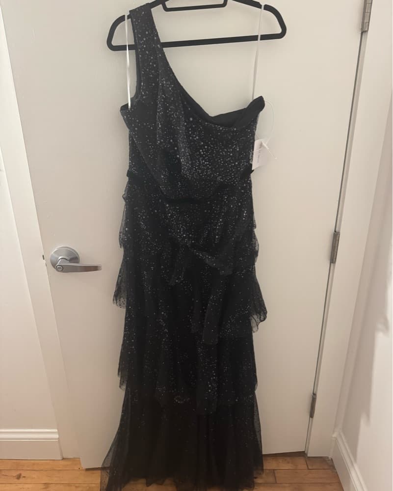 Marchesa Notte One Shoulder Tiered Gown - Image 1