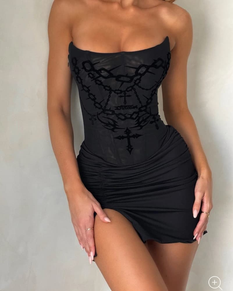Outcast Dramatic Black Lace Mini Dress - Image 2