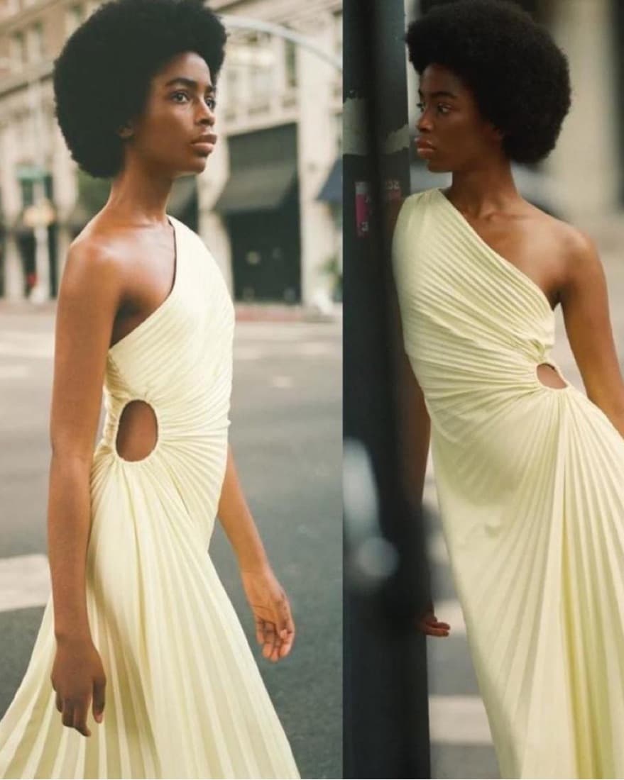 ALC Yellow Pleated Dress - Image 2