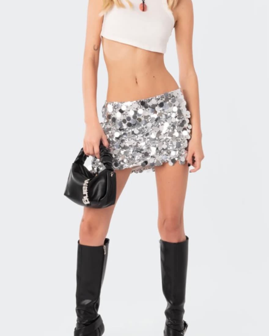 Edikted Sequin Low-Rise Mini Skirt - Image 1